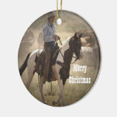 Cowboy-Weihnachtsverzierung Keramikornament (Links)