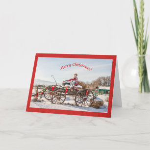 Cowboy Weihnachtswagen mit Hay Bales Karte