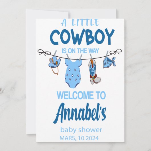 Cowboy Welcome Baby Duschgel, Wild West Baby Save The Date (Vorderseite)
