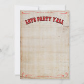 Cowboy Western 1. Geburtstag Party Einladungen (Rückseite)