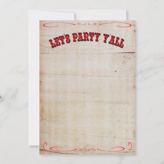 Cowboy Western 1. Geburtstag Party Einladungen (Rückseite)