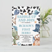 Cowboy Western 1. Rodeo Geburtstagsparty Einladung (Stehend Vorderseite)