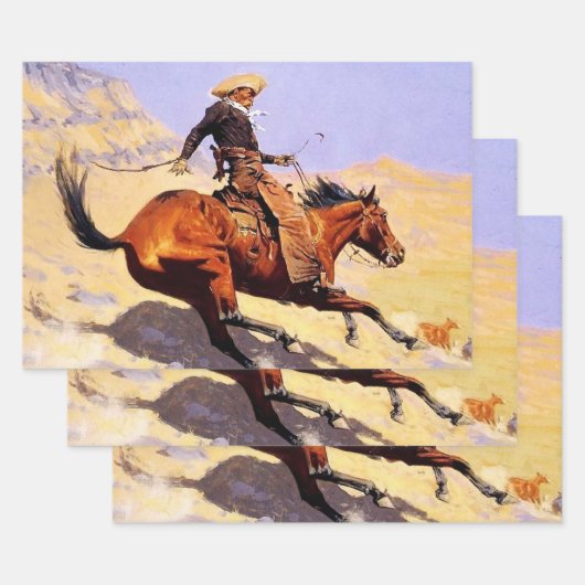Cowboy Western Art von Frederic Remington Geschenkpapier Set (Set)