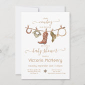 Cowboy Western Baby Boy Clothesline Babydusche Einladung (Vorderseite)