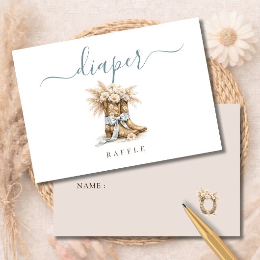 Cowboy Western Baby Shower Activity Diaper Raffle Dankeskarte