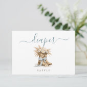 Cowboy Western Baby Shower Activity Diaper Raffle Dankeskarte (Stehend Vorderseite)