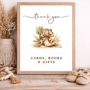 Cowboy Western Baby Shower Bücher für Baby Sign Poster