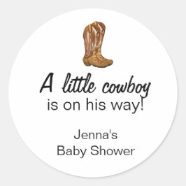 Cowboy Western Babydusche Danke Runder Aufkleber
