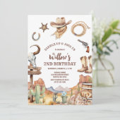 Cowboy Western Birthday Invitation Einladung (Stehend Vorderseite)