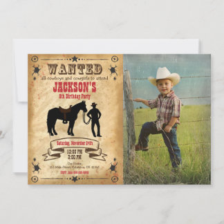 Cowboy Western Birthday Invitation / Wanted Poster Einladung