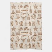 Cowboy Western Birthday Party Gingham Geschirrtuch (Vertikal)