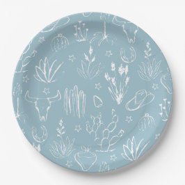 Cowboy Western Blue Paper Plate Pappteller