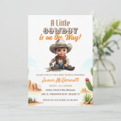 Cowboy Western Boy Baby Dusche Einladung (Stehend Vorderseite)