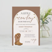 Cowboy Western Boy Baby Dusche Einladung (Stehend Vorderseite)