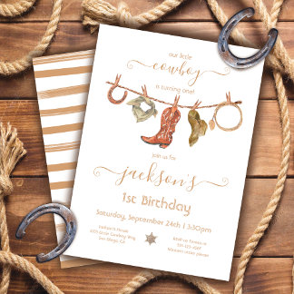 Cowboy Western Boy Clothesline Geburtstagsparty Einladung