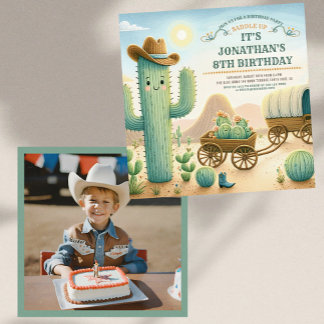 Cowboy Western Cactus Birthday Party Einladung