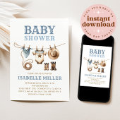 Cowboy Western Clothesline Baby Boy Baby Dusche Einladung