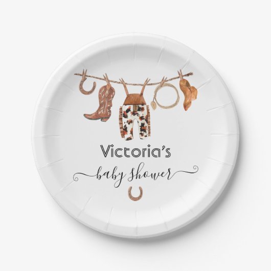 Cowboy Western Clothesline Pappteller (Vorderseite)