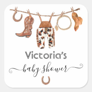 Cowboy Western Clothesline Quadratischer Aufkleber