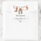 Cowboy Western Clothesline Quadratischer Aufkleber (Tasche)