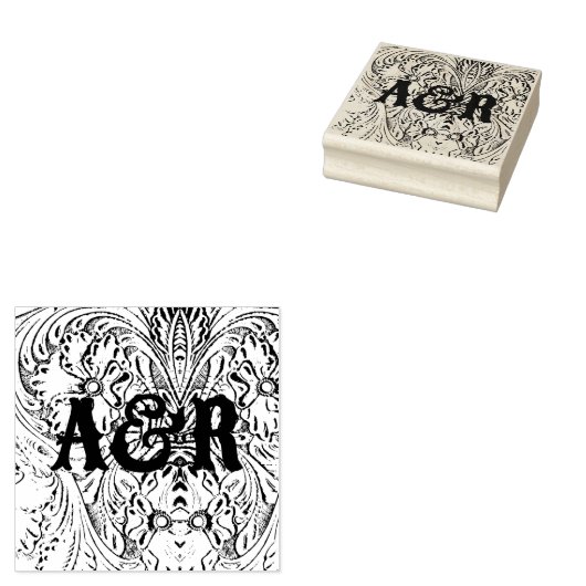 Cowboy Western Country Hochzeit Paar Monogramm Gummistempel (Stempel)