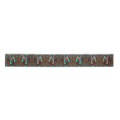 Cowboy Western Country Türkise Blue Brown Horse Satinband (Vorderseite)
