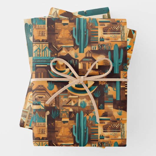 Cowboy Western Desert Brown Geschenkpapier Set (Beispiel)