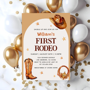Cowboy Western First Rodeo Blue Geburtstag Einladung