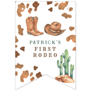 Cowboy Western First Rodeo Geburtstagsparty Wimpelkette