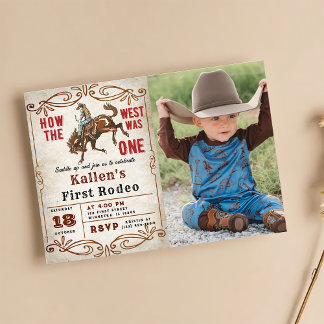 Cowboy Western First Rodeo Wild West Geburtstag Einladung