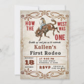 Cowboy Western First Rodeo Wild West Geburtstag Einladung (Vorderseite)