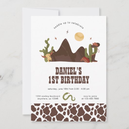 Cowboy Western Geburtstag Einladung (Vorderseite)
