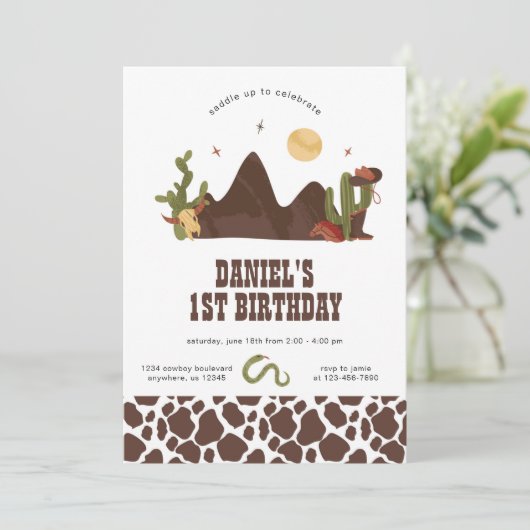 Cowboy Western Geburtstag Einladung (Stehend Vorderseite)