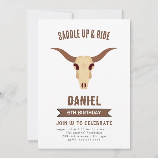 Cowboy Western Geburtstag Einladung (Vorderseite)