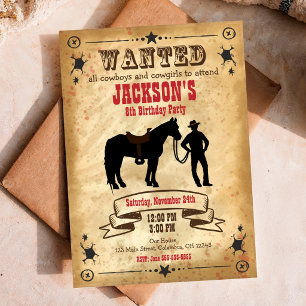 Cowboy-Western-Geburtstagseinladung / Gesuchtes Pl Einladung