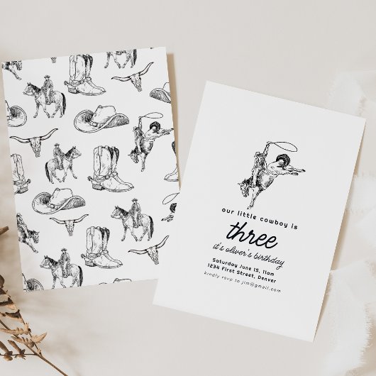 Cowboy-Western Geburtstagsparty - Einladung