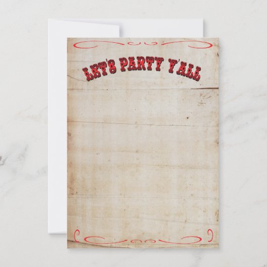 Cowboy Western Geburtstagsparty Einladungen (Rückseite)