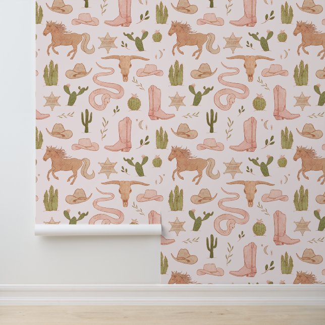 Cowboy Western Girl's Room Tapete (Anwendung)