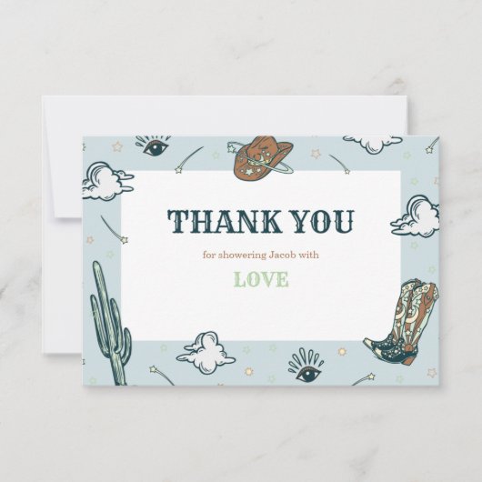 Cowboy Western Hat Baby Dusche Danke Karte (Vorderseite)