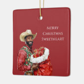 Cowboy Western Hat Black Man Christmas   Keramikornament (Links)