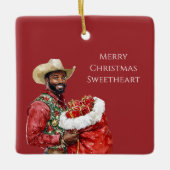 Cowboy Western Hat Black Man Christmas   Keramikornament (Vorderseite)