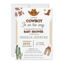 Cowboy Western Hat Boots Denim Boy Baby Shower