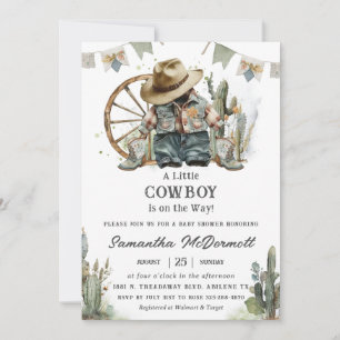 Cowboy Western Hat Boots Denim Boy Baby Shower Einladung