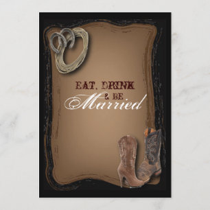 Cowboy Western Hochzeit Probe Abendessen Einladung