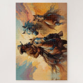 Cowboy Western Horses blue Tan Collage Puzzle (Vertikal)