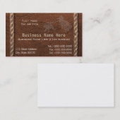 Cowboy-/Western-Imitat bearbeitete Leder u. Seil Visitenkarte (Vorne/Hinten)