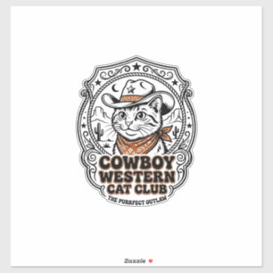 Cowboy Western Katze Haustier Liebhaber Shirt Kuns Aufkleber