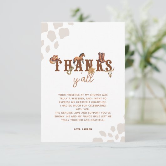 Cowboy-Western-Kinderdusche Dankeskarte (Stehend Vorderseite)