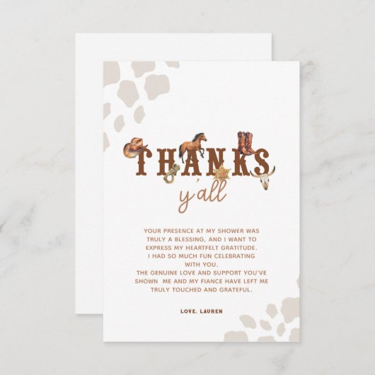 Cowboy-Western-Kinderdusche Dankeskarte (Vorne/Hinten)