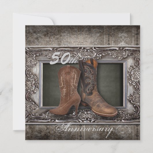 Cowboy Western Land 50. Hochzeitstag Einladung (Vorderseite)